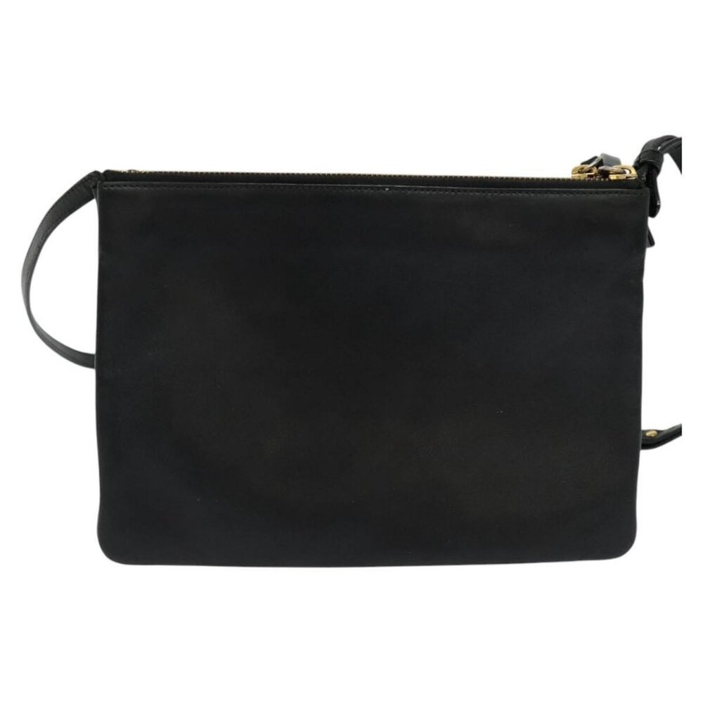 CELINE Trio bag Shoulder Bag Leather Black Gold Auth - Picture 3 of 16